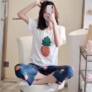 Cute cartoon milk silk pajama set